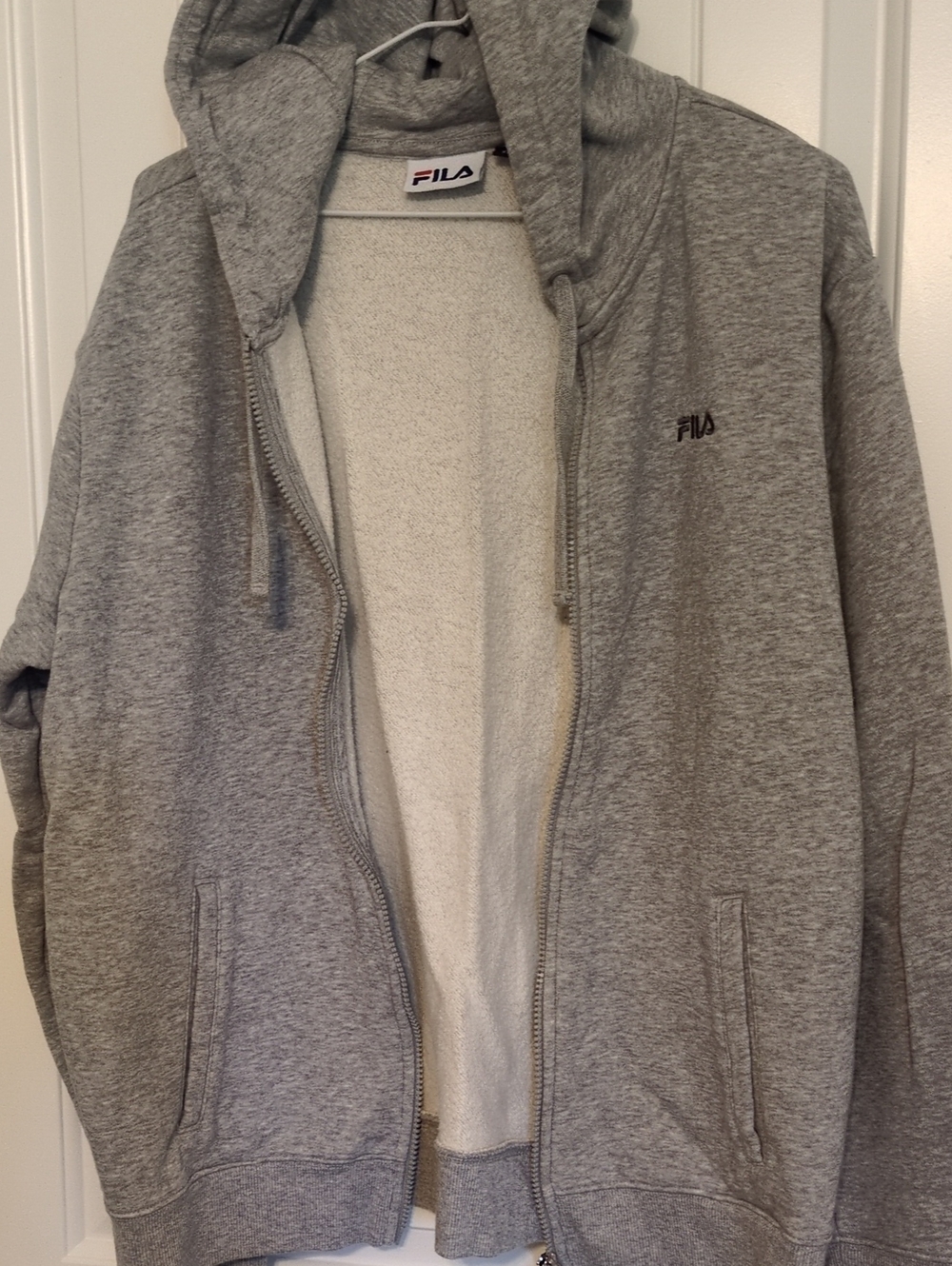 Fila Light Gray Zip-Up Hoodie with Subtle Logo